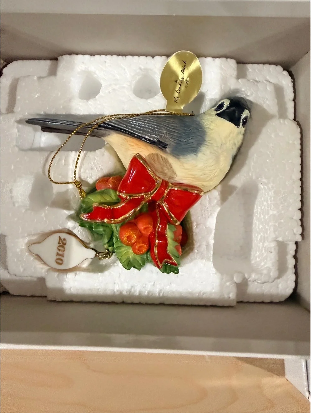 The Danbury Mint Annual Gold Christmas Bird Ornaments Set 2004-2012